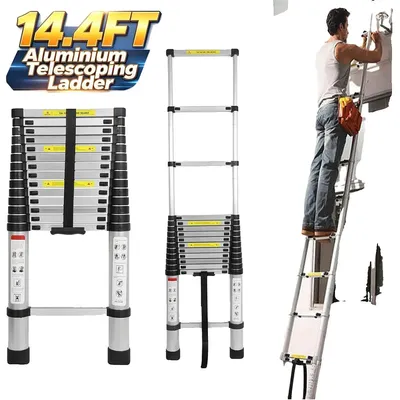 Image de Échelle télescopique, hauteur 4,4 m, légère et portable, 4 m/14,4 ft (en aluminium)