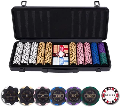 Produktbild von Engelhart Games Pokerkoffer schwarz 500 Chips Wert Aluminium Poker Set