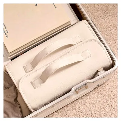Produktbild von Reise-Make-up-Tasche aus Leder, wasserdicht, faltbar, mit mehreren Fächern und abnehmbarem Design