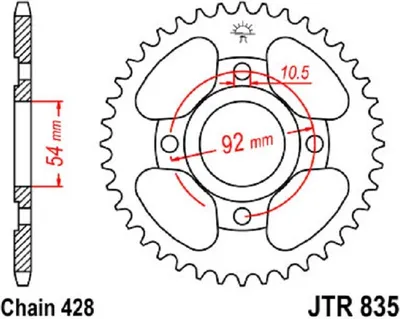 Produktbild von JTSPROCKETS Kettenrad JTR835.48 Hinten Kohlenstoffstahl