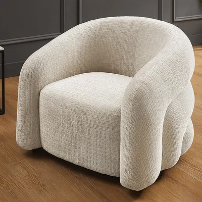 Produktbild von riess-ambiente Sessel VOGUE 95cm beige Chenille Lesesessel mit Armlehnen und Nosagfederung