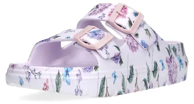 Produktbild von Laura Vita Damen Pantolette Schnallen floral farbenfroh Plateau NUON 01, Größe:37 EU, Farbe:Lila