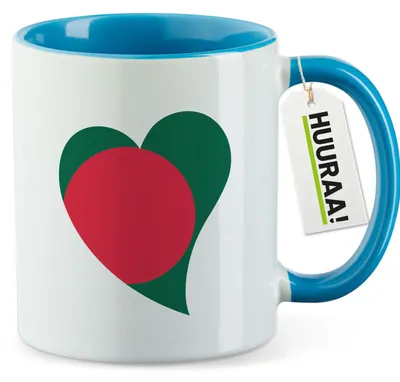 Produktbild von Huuraa Kaffeetasse Bangladesch Flagge Herz 330ml Blau Keramik Kaffeebecher Geschenkidee