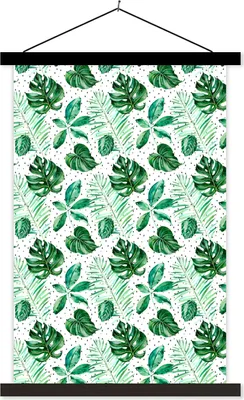 Produktbild von MuchoWow® Textilposter Vintage - Blatt - Pflanzen 40x60 cm mit schwarzem Rahmen - Wanddekorationen