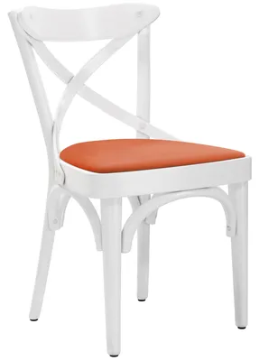 Produktbild von 2er-Set Maudez | Bugholzstuhl | Holz / Samt | Weiß / Orange | Bugholz | Gastro Rattanstuhl, Outdoor Rattanstuhl, Terrassen Rattanstuhl
