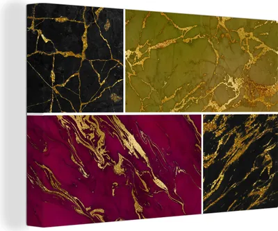 Obrázek produktu pro OneMillionCanvasses® - Obrazy na plátně - 140x90 cm, Mramor - Zlatá - nástěnné dekorace - Fotografie na plátně - Obraz na dřevěném rámu