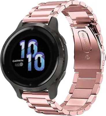 Produktbild von Strap-it Stahlarmband - Kompatibel mit Garmin Venu 2s Armband 40mm - Gliederarmband Hochwertiger EdelstahlFaltschließe für Armband Rosa 18mm Smartwatch
