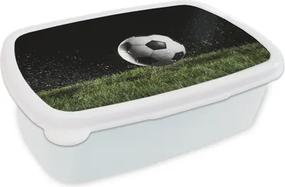 Produktbild von KitchenYeah® Lunchbox Brotzeit Brotdose 17x11 cm Fußball auf der Wiese Kinder Brotzeitdose - Lunch Box - Kinder - Sandwich-Box - Schulbox - Lunch Boxen