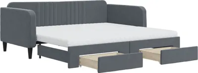 Zdjęcie produktu dla VidaXL 3197149, sofa rozkładana, Szary, Pianka, Metal, Poliester, Drewno, 2130 mm, 1000 mm