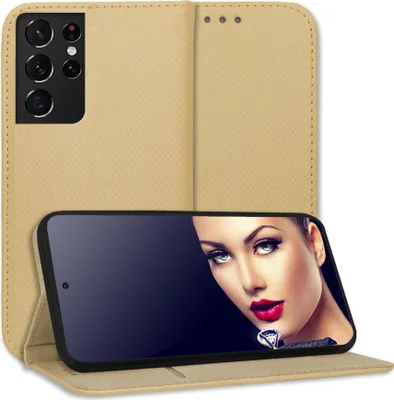 Produktbild von Bookstyle Schutzhülle Klapphülle Schutztasche Etui Cover für Samsung Galaxy S21 Ultra 5G (G998, 6.8'') - Gold