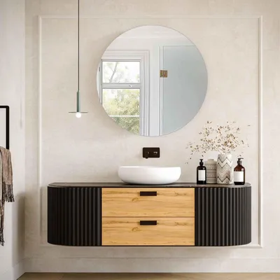 Produktbild von AIORBER Runder Wandspiegel für Badezimmer Flur Wohnzimmer HD Glas bruchsicher rahmenlos 70cm Silber