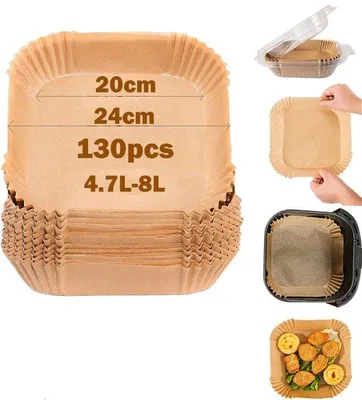 Immagine prodotto di 130 fogli di carta da forno, resistente all'olio, 20-24 cm, per friggitrice ad aria