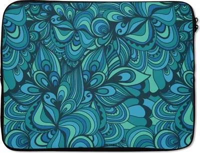 Produktbild von MuchoWow® Laptop Hülle 17 Zoll Laptoptasche Design - Vintage - Blau - Türkis - Zipper - Schutzabdeckung