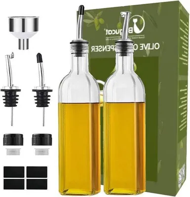 Obrázok produktu pre 500 ml sklenená fľaša na ocot s dávkovačom - odolná proti vytekaniu a kvapkaniu na varenie, šaláty, grilovanie