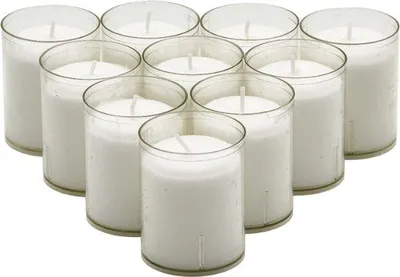 Produktbild von Gastronomie Qualitäts Kerzen Transparent - 24 Stunden Brenndauer - 60 Stück - Teelichter - Wachslämpchen