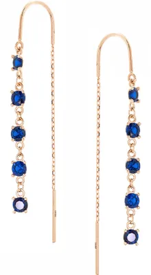 Produktbild von Golders Durchzieher-Ohrringe aus 585 Rotgold mit dunkelblauen Zirkonia, Goldohrringe für Damen