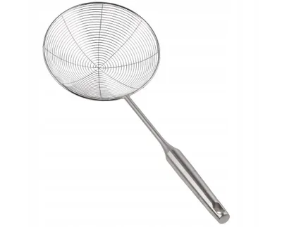 Zdjęcie produktu dla Łyżka cedzakowa ze stali nierdzewnej, 18 cm, z sitkiem | Duża łyżka do odcedzania, durszlak, łyżka cedzakowa do zup i potraw smażonych