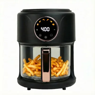 Produktbild von Heißluftfritteuse Glas 6L mit Sichtfenster, Airfryer 1000W 80–200°C Digitaldisplay 6 Programme für Küche Haushalt