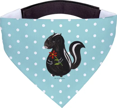 Produktbild von Mr. & Mrs. Panda Hund Halstuch Stinktier Blume - Türkis Pastell - Geschenk, Wildtier, Raubtier, Hunde Bandana, Für, Dreams, Hunde-Halstuch, Skunk, Tuch, Träume