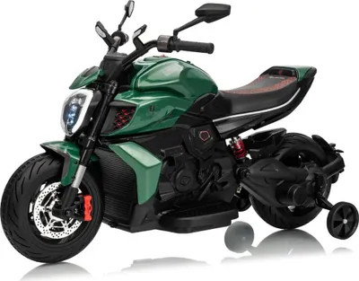 Produktbild von Ducati x Bentley Diavel V4 Kinder Elektro Motorrad 12V (3–6 Jahre) – Offiziell Lizenziert, mit EVA-Reifen, Stützrädern & Bluetooth – Kinder Elektromotorrad – Grün