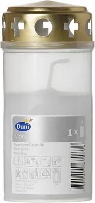 Produktbild von 20x Duni Grablicht mit Deckel 140 x Ø 70 mm 50 Std. Weiß Paraffin mit Kerzenhalter aus Kunststoff