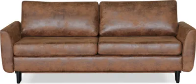 Image de Lisa Design Dan - Canapé droit 3 places convertible - style industriel - avec coffre de rangement , Marron