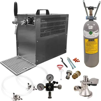 Produktbild von Zapfanlage Bierkoffer 60l/h Komplettset Flachkeg(A) 2kg Co² & Reinigungsset
