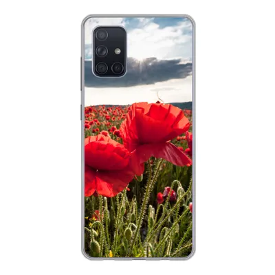Produktbild von MuchoWow® Handyhülle Schutzhülle Hülle für Samsung Galaxy A51 Mohnblumen vor einem dramatischen, stürmischen Himmel Silikon Softcase Handy Hülle - Schutzabdeckung