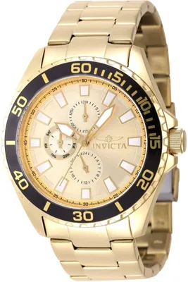 Obrázek produktu pro Invicta Pro Diver 47577 Pánské Hodinky - Quartz Hnutí - Nerezová Ocel s Zlatým Ciferníkem - 46 mm