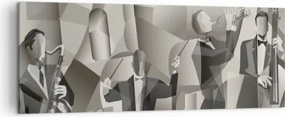 Produktbild von Bild auf Leinwand - Leinwandbild - Jazz Musik Musiker - 140x50cm - Wand Bild - Wanddeko - Leinwanddruck - Bilder - Kunstdruck - Wanddekoration - Leinwand bilder - Wandkunst - AB140x50-4119