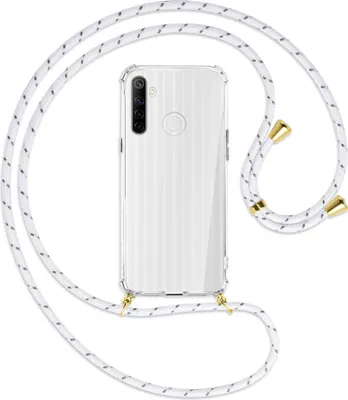 Produktbild von Handykette Backcover-Schutzhülle mit Band (Metall goldfarben) für Realme 6i - weiß/grau