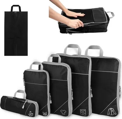 Produktbild von Kompressionspackwürfel - Koffer-Organizerset - 6-teilig - schwarz