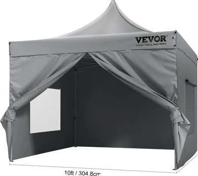 Obrázok produktu pre Vysúvací pavilón, odolný polykarbonát, robustný rám z nehrdzavejúcej ocele, 10x10 stôp, sivý