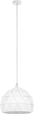 Produktbild von EGLO Pendellampe Roccaforte, 1 flammige Pendelleuchte, Hängelampe aus Stahl, Weiß, Fassung: E27, Ø 30 cm