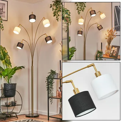 Produktbild von Schiavonea Stehlampe aus Metall/Stoff in Schwarz/Messing gebürstet/Weiß