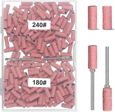 Image de Mini-bandes abrasives pour fraiseuses à ongles, 200 pièces, grains 180 et 240, pour l'entretien des ongles