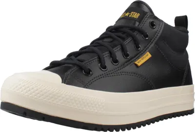 A black Converse Chuck Taylor All Star Malden Street Boot Mid shoe is shown from a side angle against a white background.