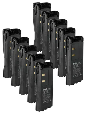 Produktbild von vhbw 10x Akku kompatibel mit Motorola PTX700, PTX780, PTX760, PRO9150 Funkgerät, Walkie Talkie (1800 mAh, 7,2 V, NiMH) + Gürtelclip