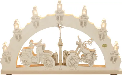 Produktbild von Saico Lichterbogen LED 3D Moped Holz 52 cm warmweiß natur