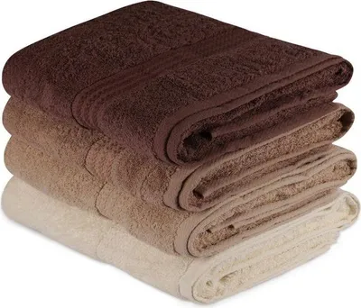 Zdjęcie produktu dla Ręczniki Kąpielowe Zestaw 4 Sztuki 70 x 140 cm, 100% Bawełna, Kremowe