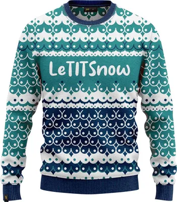 Obrázek produktu pro JAP Christmas Ošklivý vánoční svetr LeTITSnow - 100% recyklovaný - Uni pro ženy i muže - Zelená - Velikost 4XL