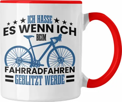 Produktbild von Trendation - Tasse Fahrradfahrer Geschenk für Radfahrer Fahrradfahrern Geblitzt Werden (Rot)