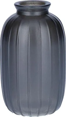 Produktbild von INNA-GLAS Glasflasche SILVINA aus Glas, Rillen, grau-metallic, 12cm, Ø7cm - Dekoflasche