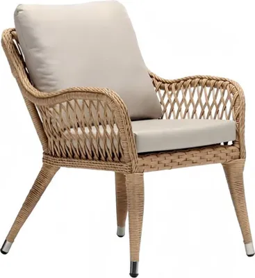 Produktbild von luxus Gartensessel Rattansessel Hochwertig Rattansessel Beige modern Stil