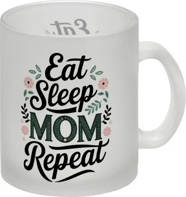 Produktbild von Eat Sleep Mom repeat Glas Tasse für Mamas