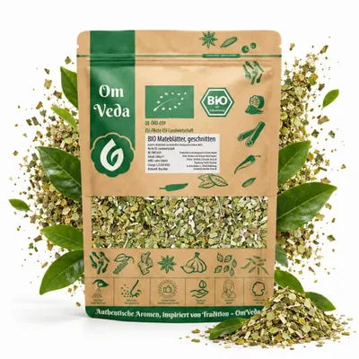 Produktbild von OmVeda BIO Mate Tee lose 500 g – Yerba Mate aus Brasilien, unaromatisiert