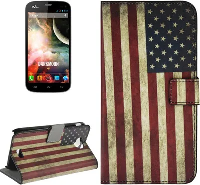 Produktbild von Schutzhülle Handytasche (Flip Quer) für Handy Wiko Darkmoon Retro Fahne USA