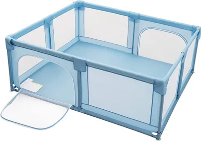 Produktbild von COSTWAY Baby Laufgitter mit 2 Türen 190 x 150 x 70 cm (Blau)