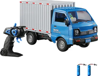 Produktbild von Ferngesteuerter LKW, 2,4 GHz, 1/16, ferngesteuertes Transportauto, Spruehfahrzeug, in mehrere Richtungen fahrendes ferngesteuertes Auto, brillantes Licht, Spruehfunktion, Heckabteil, Transport von Waren, 2 Batterien