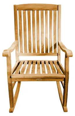 Produktbild von Schaukelstuhl Piceno aus massivem Teak, 64 x 60 x 90 cm, naturfarben, Garten, wetterbeständiger Gartenschaukelstuhl, Massivholz